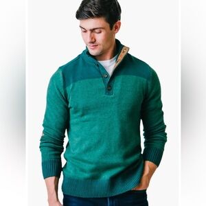 Organic Contrast Sweater with Elbow Patches Hope & Henry Men XL 100% Cotton